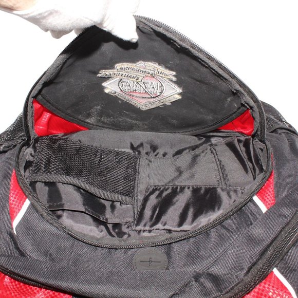 HazMat Embroidered Black Red Laptop Day Travel Backpack Zippered Nylon - Picture 6 of 8